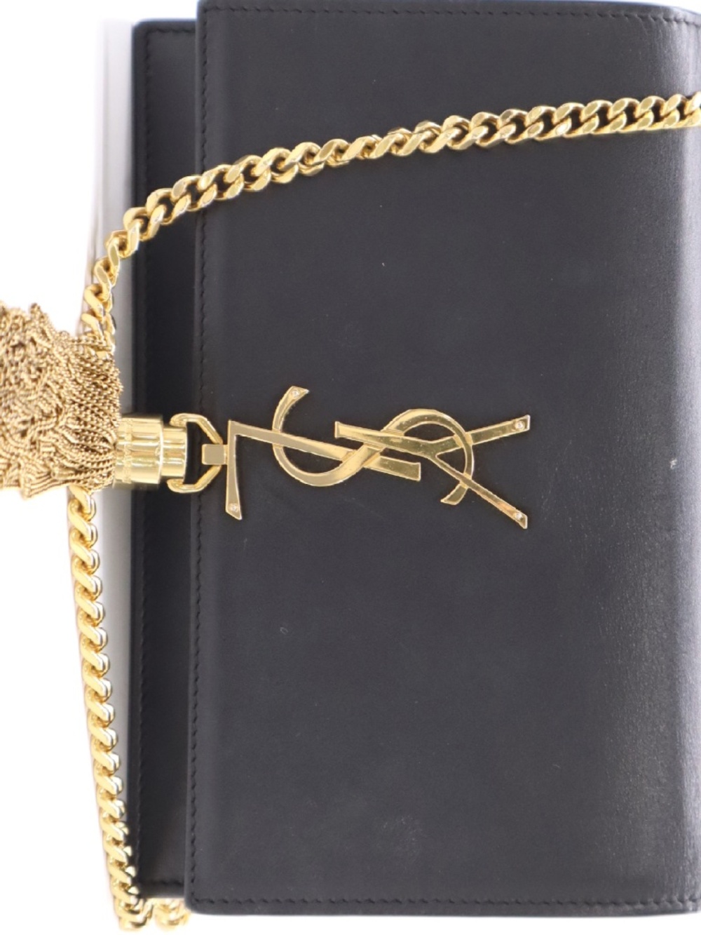 Saint Laurent Kate Tassel Wallet on Chain (WOC) Black Smooth Leather Gold Hardwa